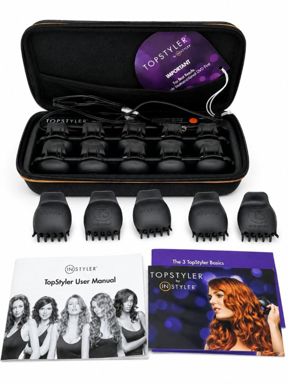 InStyler TopStyler Heated Ceramic Hair Styling Shell System Complete w/ Case EUC